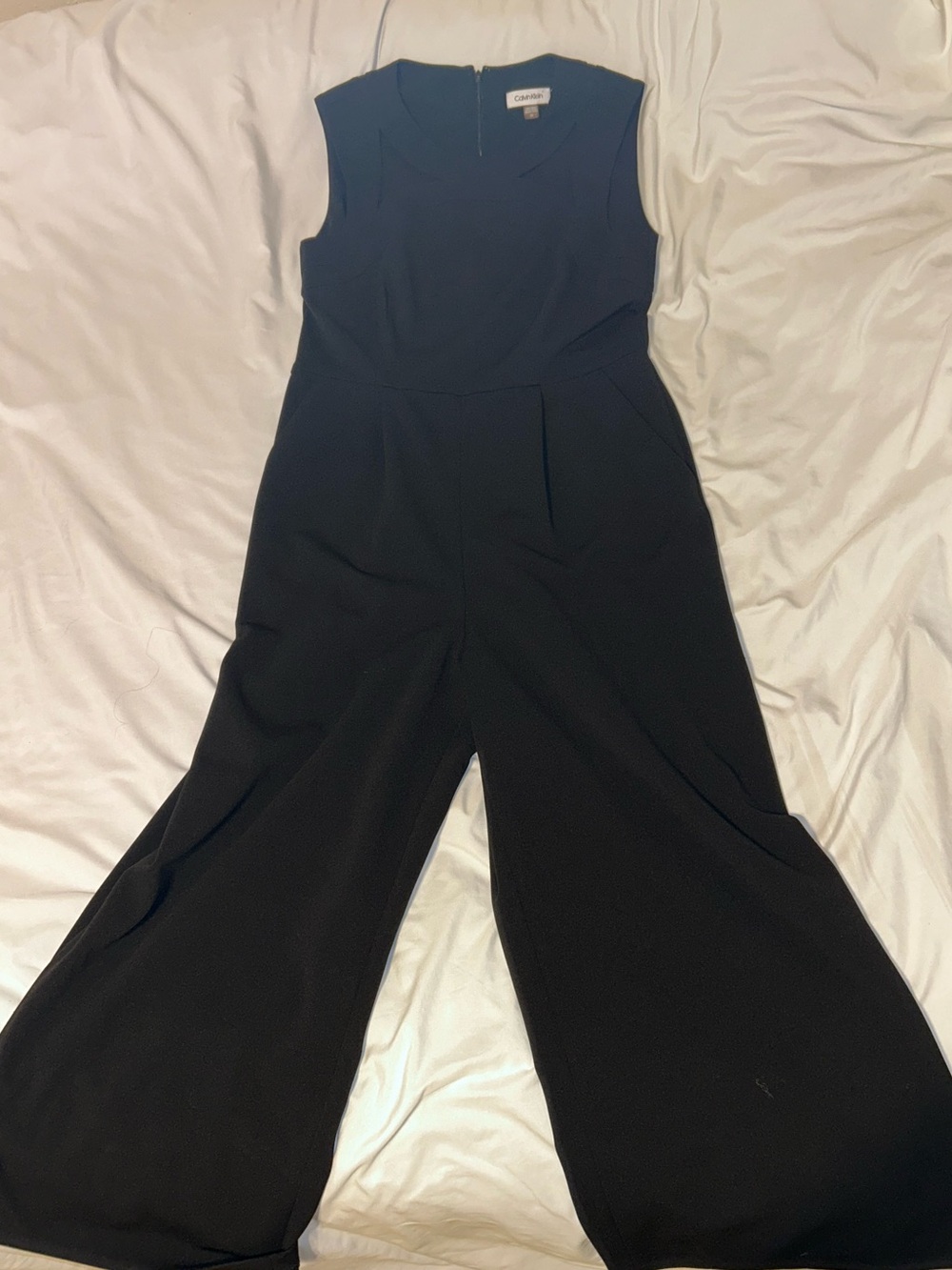 Calvin Klein Black Sleeveless Wide-Leg Jumpsuit with Tailored Waist